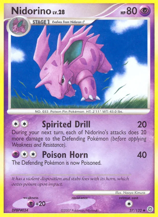 2007 Secret Wonders Nidorino Uncommon #057/132 Uncommon card image
