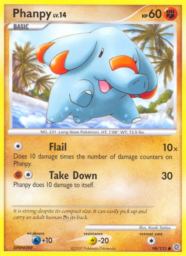 2007 Secret Wonders Phanpy Common #098/132 Common card image