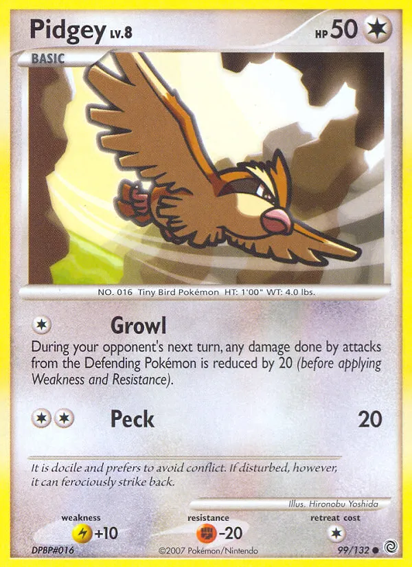 2007 Secret Wonders Pidgey Common #099/132 Common card image