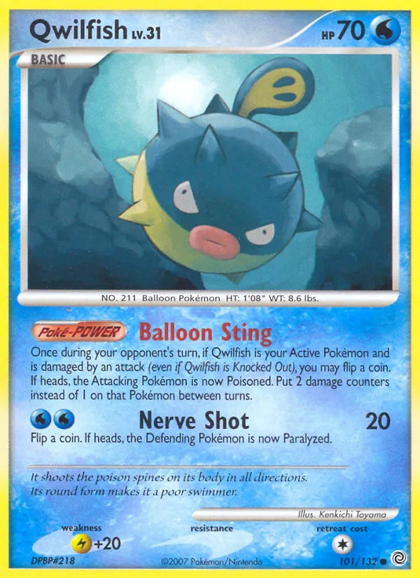 2007 Secret Wonders Qwilfish Common #101/132 Common card image
