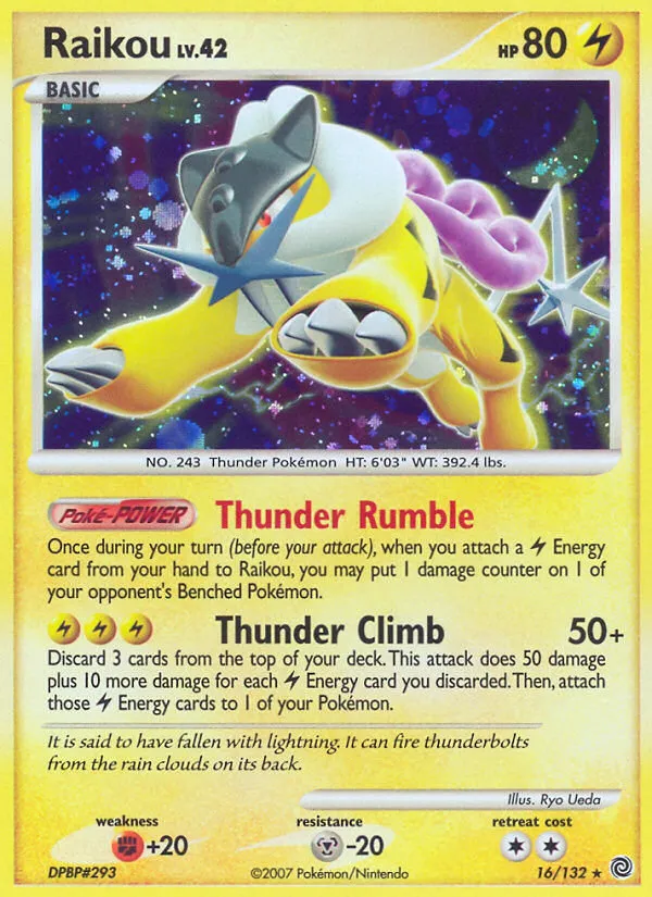 2007 Secret Wonders Raikou Rare Holo #016/132 Rare Holo card image
