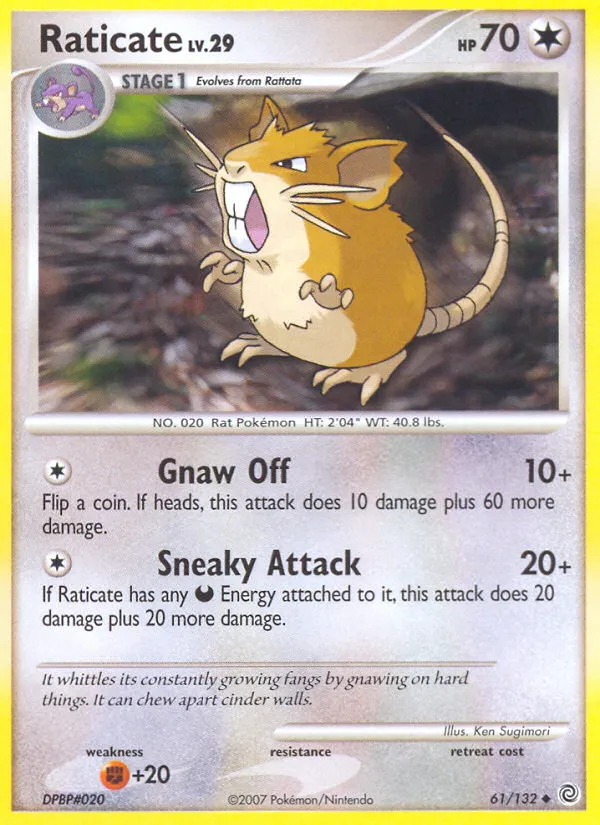 2007 Secret Wonders Raticate Uncommon #061/132 Uncommon card image