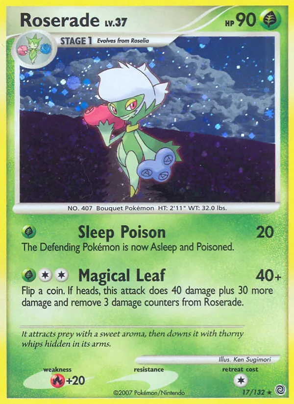 2007 Secret Wonders Roserade Rare Holo #017/132 Rare Holo card image