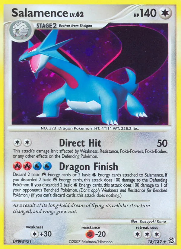 2007 Secret Wonders Salamence Rare Holo #018/132 Rare Holo card image