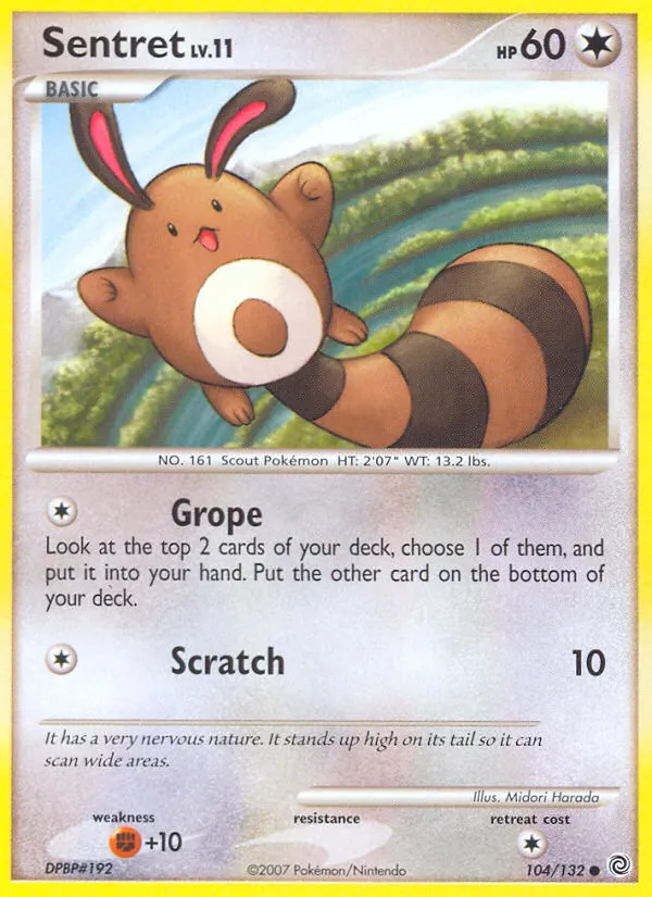 2007 Secret Wonders Sentret Common #104/132 Common card image