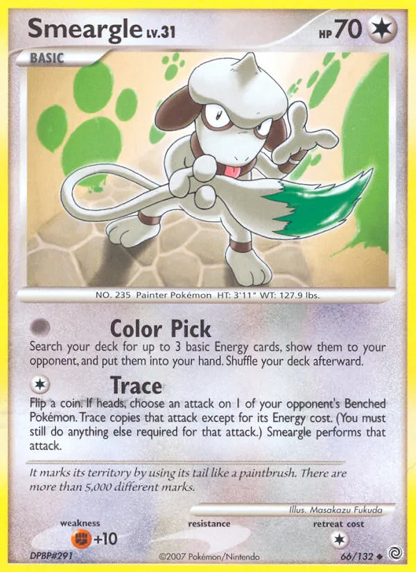 2007 Secret Wonders Smeargle Uncommon #066/132 Uncommon card image