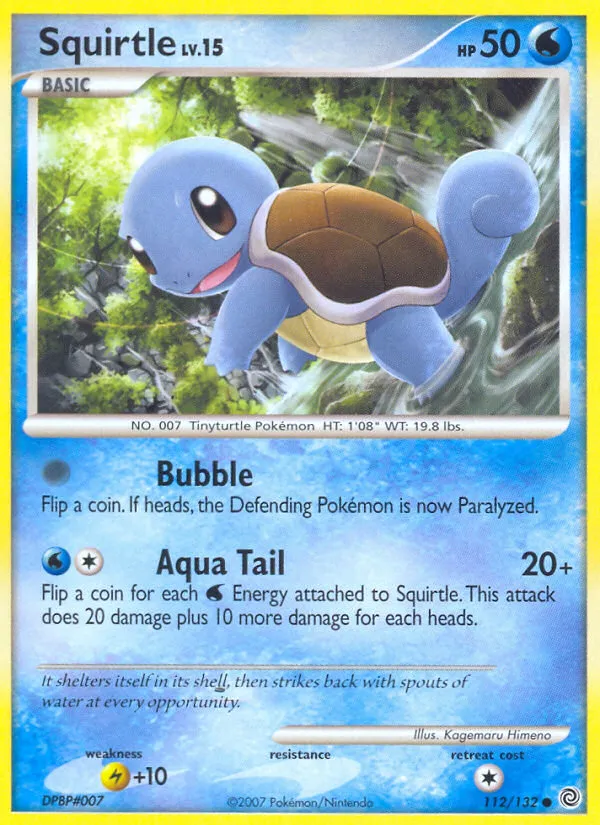 2007 Secret Wonders Squirtle Common #112/132 Common card image