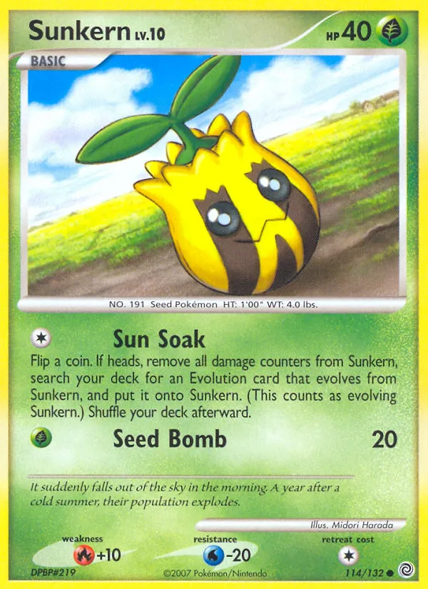 2007 Secret Wonders Sunkern Common #114/132 Common card image