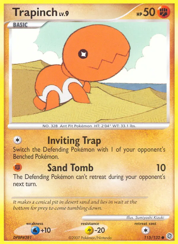 2007 Secret Wonders Trapinch Common #115/132 Common card image