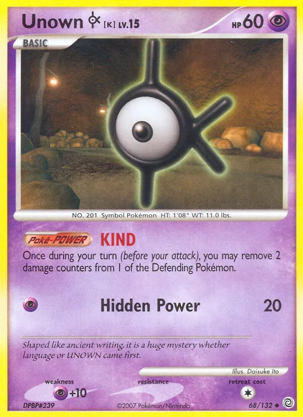 2007 Secret Wonders Unown [K] Uncommon #068/132 Uncommon card image