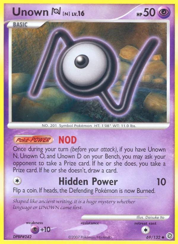 2007 Secret Wonders Unown [N] Uncommon #069/132 Uncommon card image