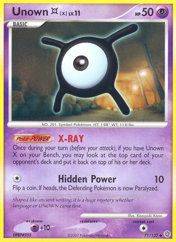 2007 Secret Wonders Unown [X] Uncommon #071/132 Uncommon card image