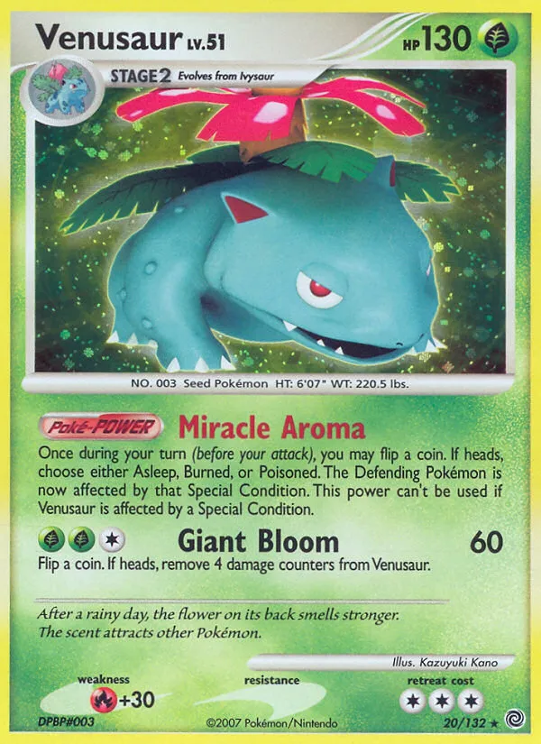 2007 Secret Wonders Venusaur Rare Holo #020/132 Rare Holo card image