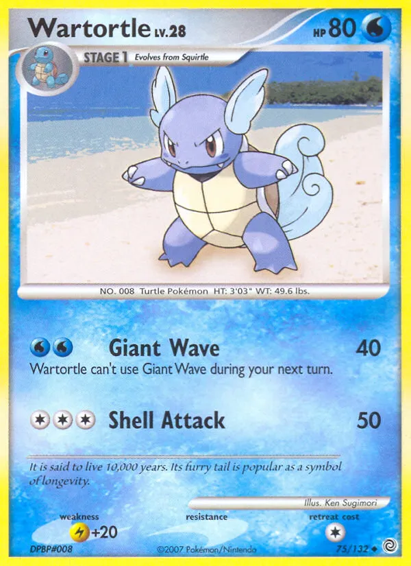 2007 Secret Wonders Wartortle Uncommon #075/132 Uncommon card image