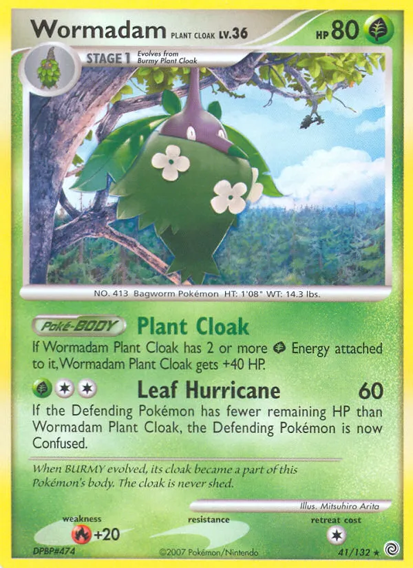 2007 Secret Wonders Wormadam Plant Cloak Rare #041/132 Rare card image