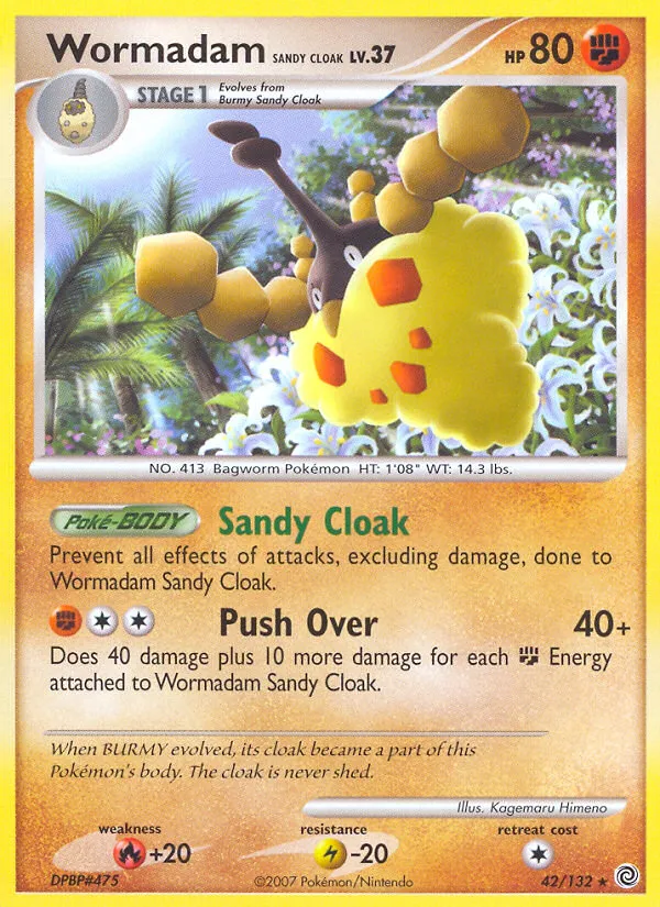 2007 Secret Wonders Wormadam Sandy Cloak Rare #042/132 Rare card image