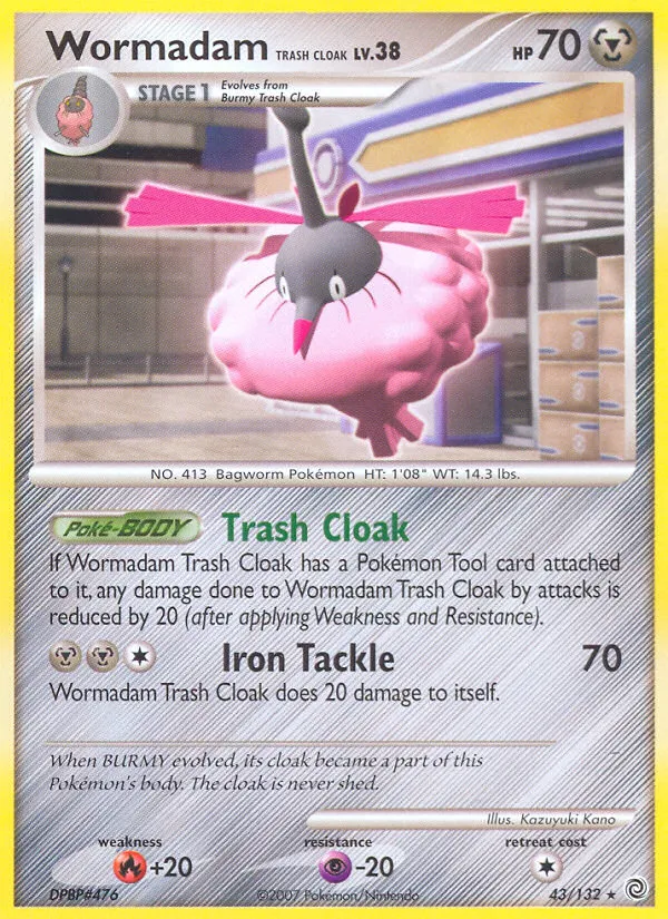 2007 Secret Wonders Wormadam Trash Cloak Rare #043/132 Rare card image