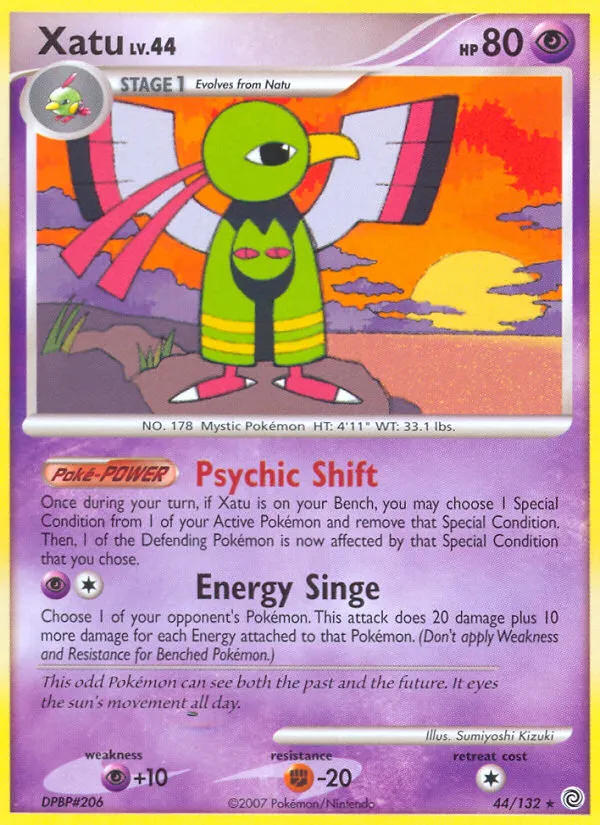 2007 Secret Wonders Xatu Rare #044/132 Rare card image