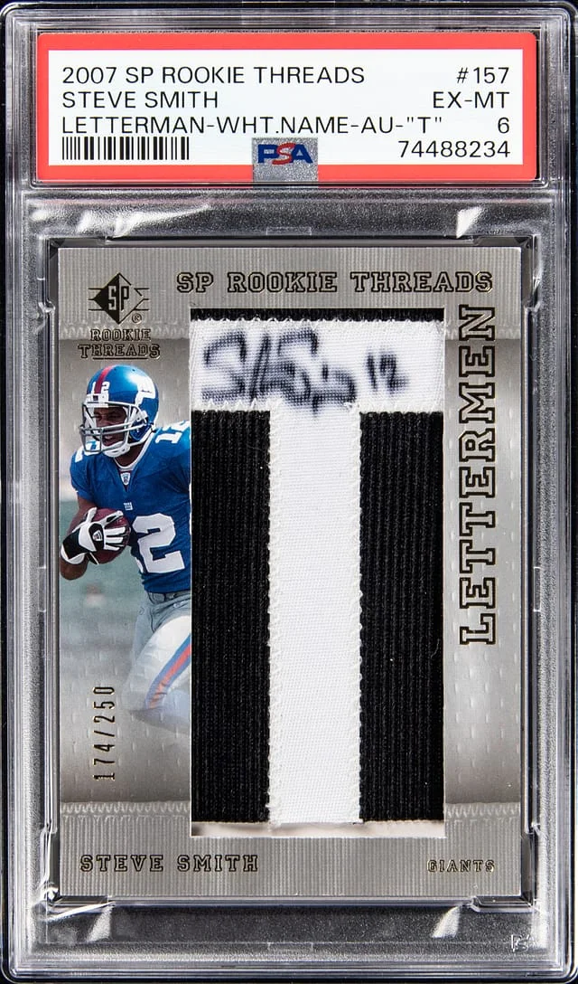 2007 SP Threads Letterman - White Name Autograph - T Steve Smith #157 card image