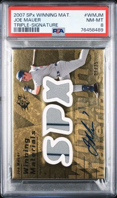 2007 SPx Joe Mauer Winning Materials Triple Signature #WMJM card image