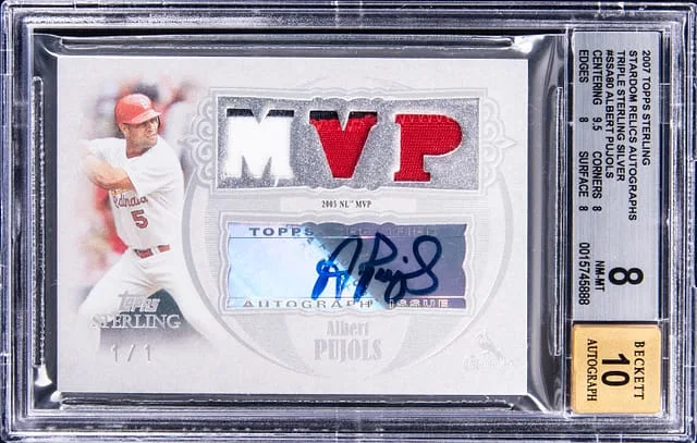 2007 Topps Albert Pujols Stardom Relics Autographs Triple Sterling Silver #3SSA-80 card image
