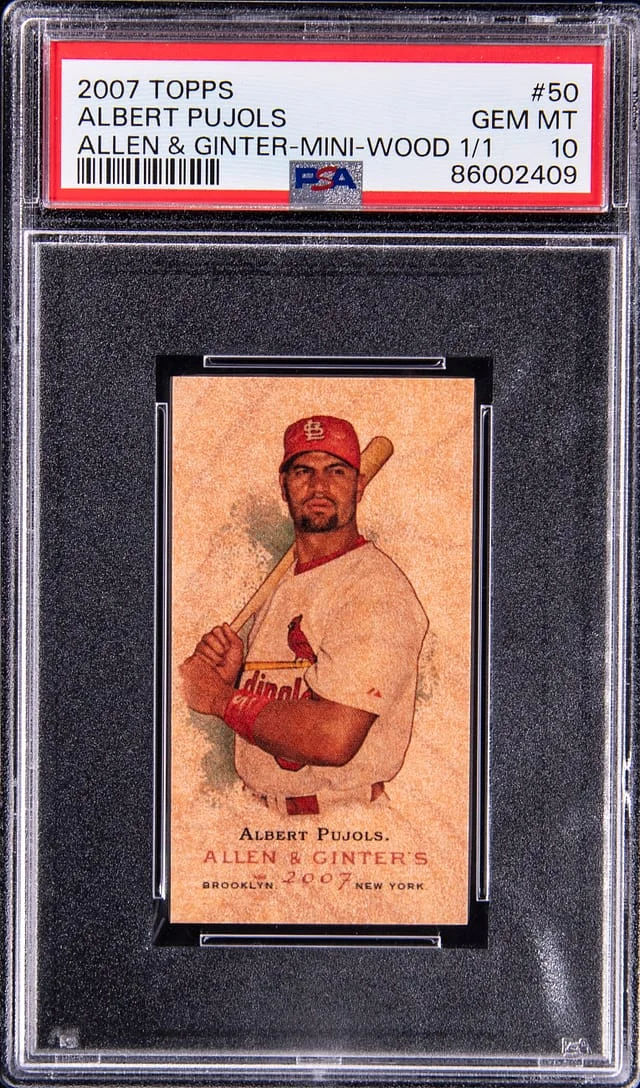 2007 Topps Allen & Ginter Albert Pujols Mini Wood #50 card image