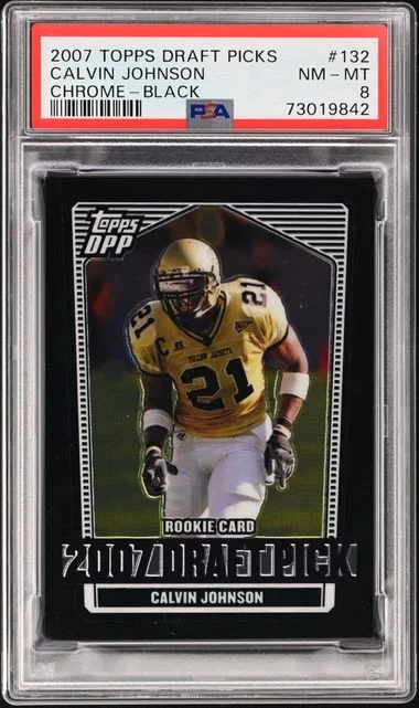 2007 Topps Calvin Johnson Draft Picks & Prospects Chrome Black #132 card image