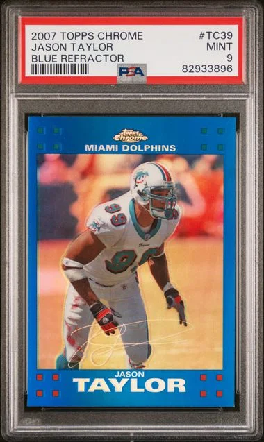2007 Topps Chrome Jason Taylor Blue Refractor #TC39 card image