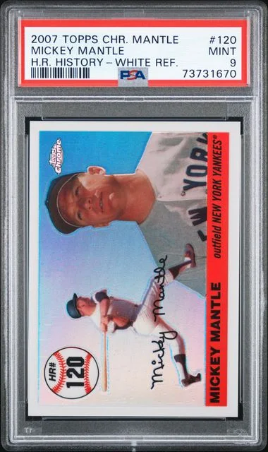 2007 Topps Chrome Mickey Mantle Mantle Home Run History White Refractor #120 card image