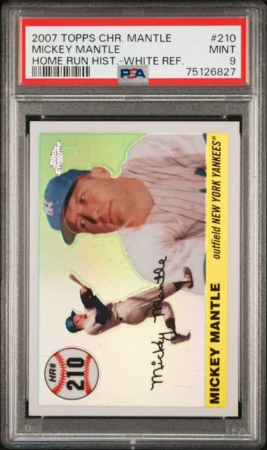 2007 Topps Chrome Mickey Mantle Mantle Home Run History White Refractor #MHR210 card image
