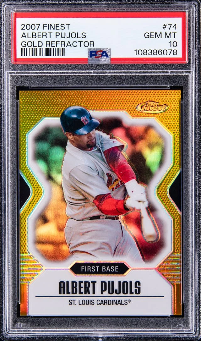 2007 Topps Finest Albert Pujols Gold Refractor #74 card image