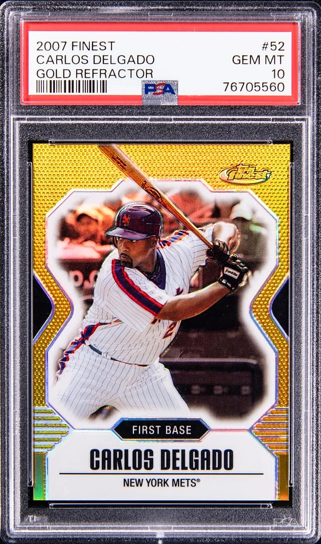 2007 Topps Finest Carlos Delgado Gold Refractor #52 card image