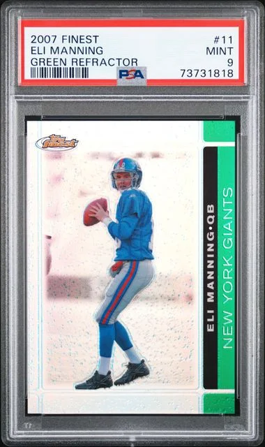 2007 Topps Finest Eli Manning Green Refractor #11 card image