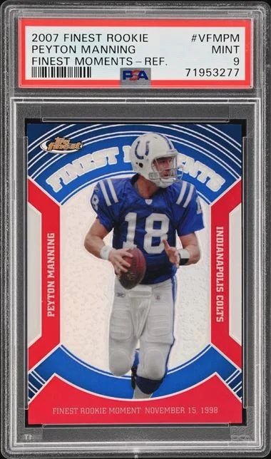 2007 Topps Finest Peyton Manning Finest Moments Refractor #VFM-PM card image