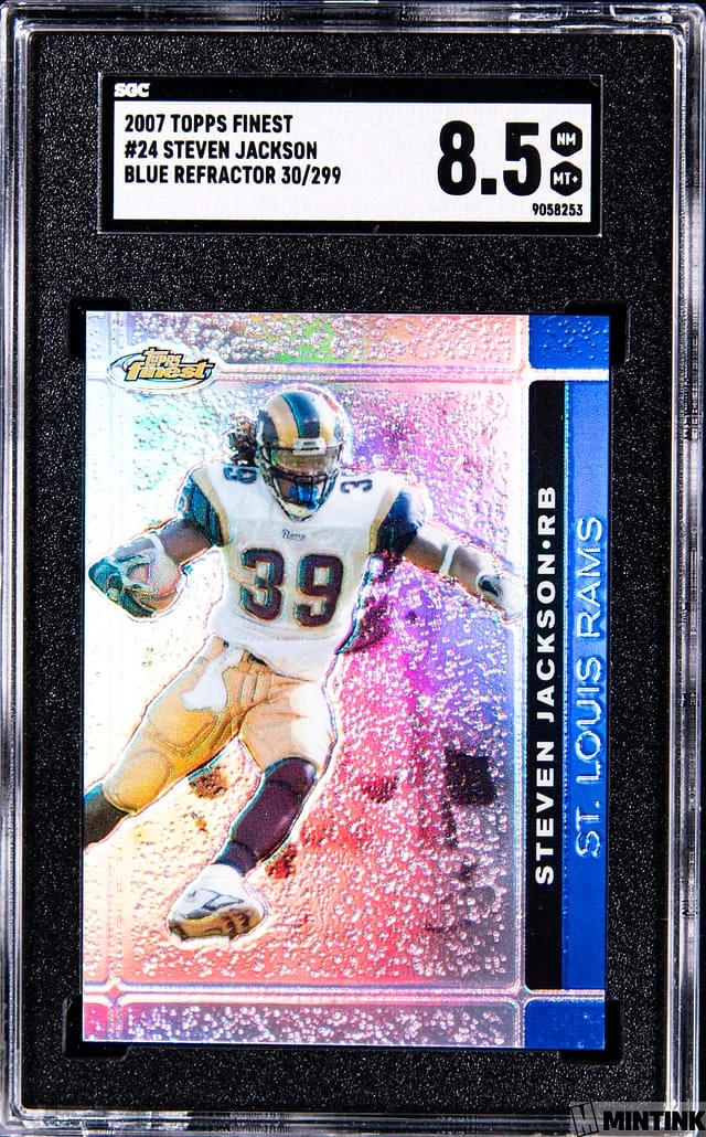 2007 Topps Finest Steven Jackson Blue Refractor #24 card image