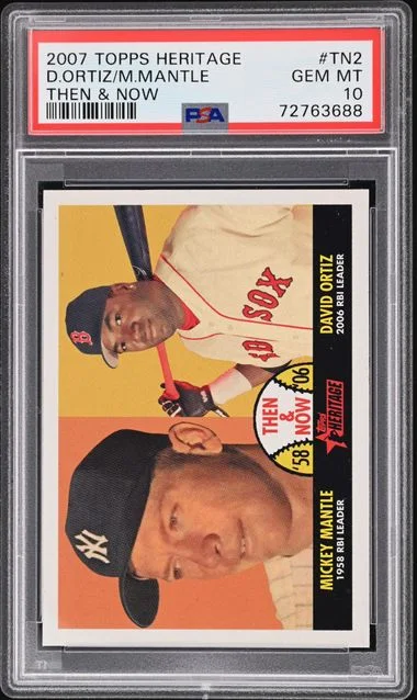 2007 Topps Heritage David Ortiz/Mickey Mantle Then & Now #TN2 card image