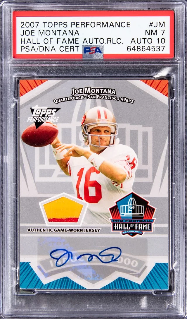 2007 Topps Joe Montana Performance Hall of Fame Autograph Relics #JM card image