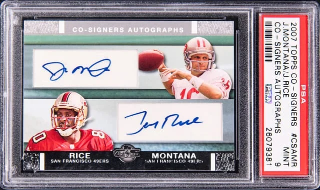 2007 Topps Joe Montana/Jerry Rice Co-Signers Autographs #CSA-MR card image