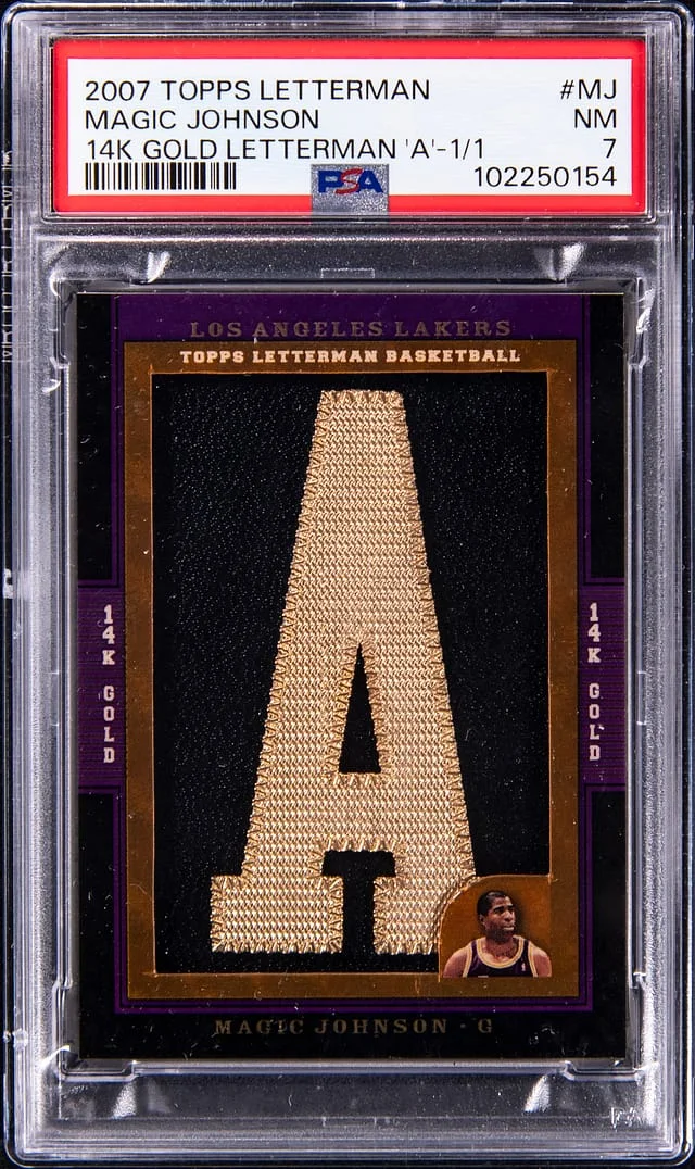 2007 Topps Magic Johnson Letterman 14K Gold Letterman 'A #MJ card image