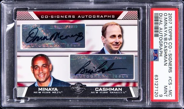 2007 Topps Omar Minaya/Brian Cashman Co-Signers Dual Autograph #CS-MC card image