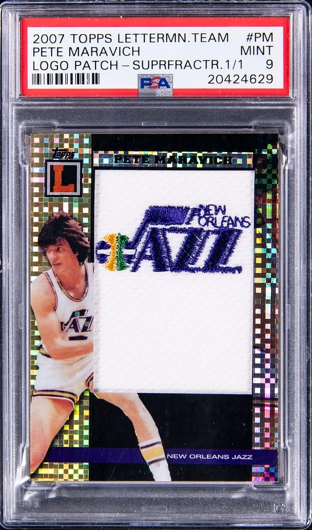2007 Topps Pete Maravich Leterman Jersey Number Patch X-Fractor #PM card image