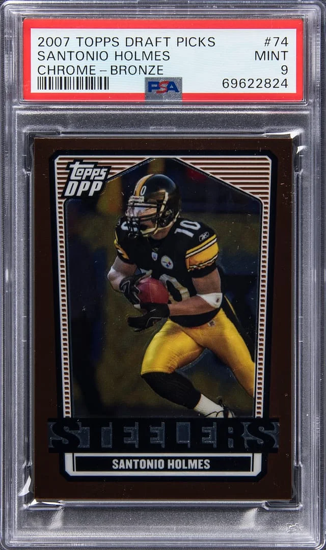 2007 Topps Santonio Holmes Draft Picks Chrome Bronze #74 card image