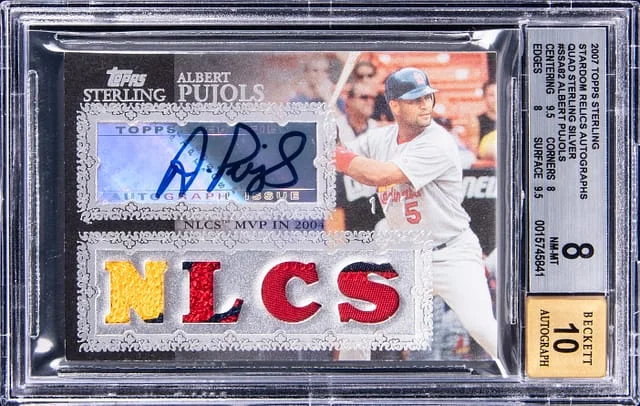 2007 Topps Sterling Albert Pujols Stardom Relics Autographs Quad Sterling Silver #4SSA-82 card image