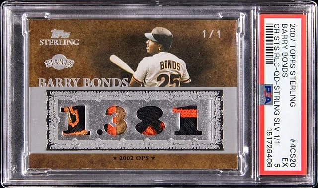 2007 Topps Sterling Barry Bonds Career Stats Relic Quad Sterling Silver #4CS-20 card image