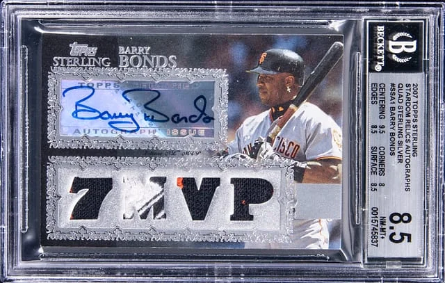 2007 Topps Sterling Barry Bonds Stardom Relics Autographs Quad Sterling Silver #4SSA-1 card image
