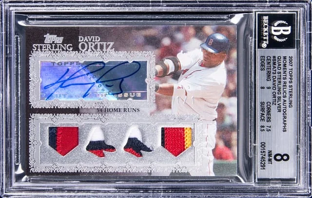 2007 Topps Sterling David Ortiz Moments Relics Autographs Quad Sterling Silver #4SMA-73 card image