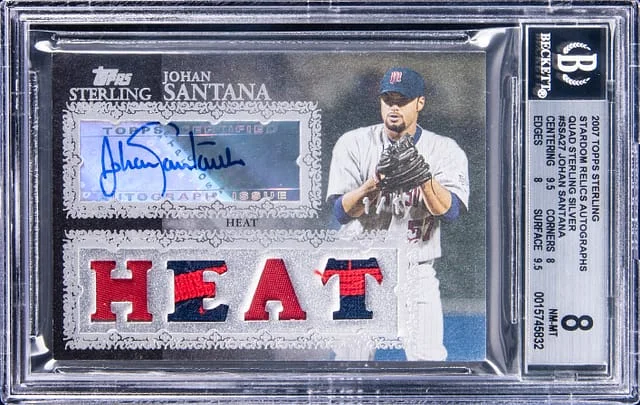 2007 Topps Sterling Johan Santana Stardom Relics Autographs Quad Sterling Silver #4SSA-27 card image