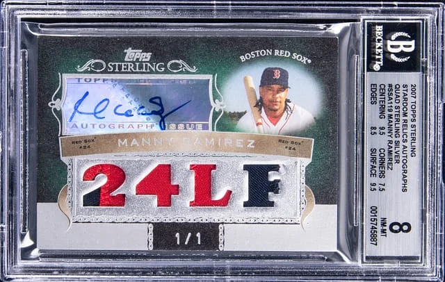 2007 Topps Sterling Manny Ramirez Stardom Relics Autographs Quad Sterling Silver #4SSA-119 card image