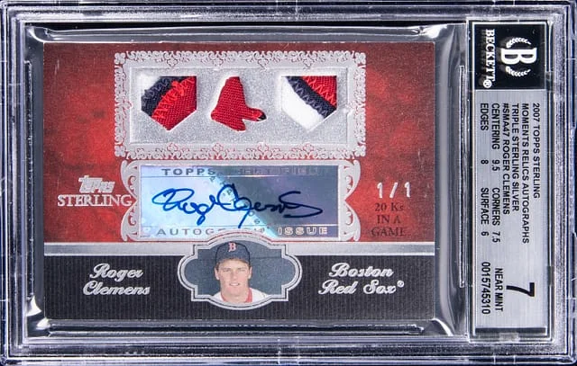 2007 Topps Sterling Roger Clemens Moments Relics Autographs Triple Sterling Silver #3SMA-47 card image