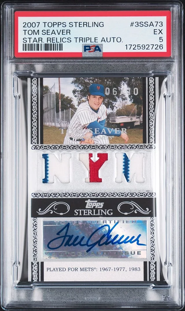 2007 Topps Sterling Tom Seaver Stardom Relics Triple Autograph #3SSA-73 card image